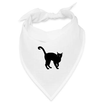 schwarze Katze Silhouette - black cat silhouette - Bandana Dreieckstuch - Weiß - Vorne
