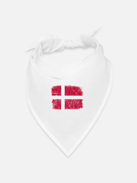 Dänemark Dänische Flagge Dannebrog Skandinavien - Bandana Dreieckstuch - Weiß