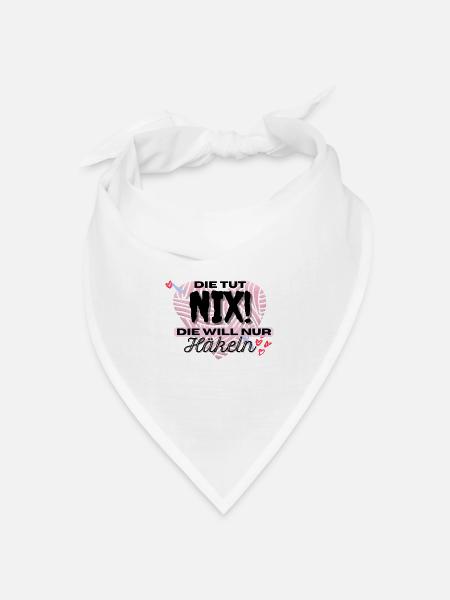 Die Tut Nix Die Will Nur Häkeln Rosa Herz Pink - Bandana Dreieckstuch - Weiß
