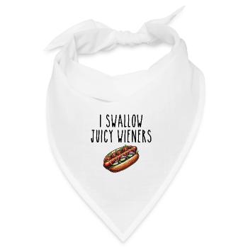 Ich schlucke saftige Wiener | Witzig, Sarkastisch, Lustig - Bandana Dreieckstuch - Weiß - Vorne