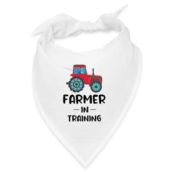 Kleiner Bauer Traktor Baby Junge Mädchen Lustiger Spruch - Bandana Dreieckstuch - Weiß - Vorne