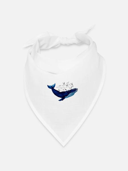 Wal und Möwen I Luft und Wasser - Bandana Dreieckstuch - Weiß
