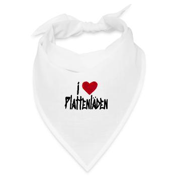 I love Plattenläden Vintage und Retro Bester Sound - Bandana Dreieckstuch - Weiß - Vorne