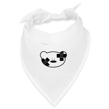 Lustiger Teddybär mit Pflaster - Bandana Dreieckstuch - Weiß - Vorne