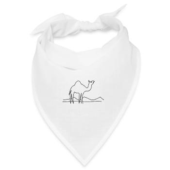 Dromedar / Kamel in Wüste / Linienzeichnung - Bandana Dreieckstuch - Weiß - Vorne