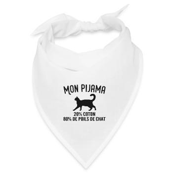 Humorvoller Katzenhaar-Pyjama - Bandana Dreieckstuch - Weiß - Vorne