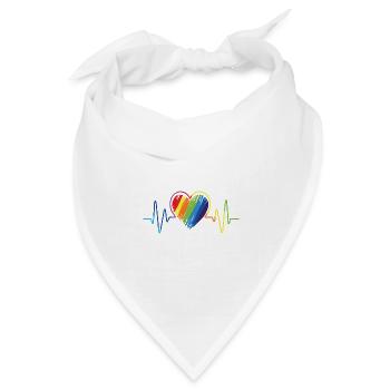 LGBT GAY Rainbow Flag Heart Beat Gift - Bandana Dreieckstuch - Weiß - Vorne