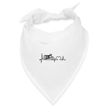 S51 Herzschlag -schwarz- - Bandana Dreieckstuch - Weiß - Vorne