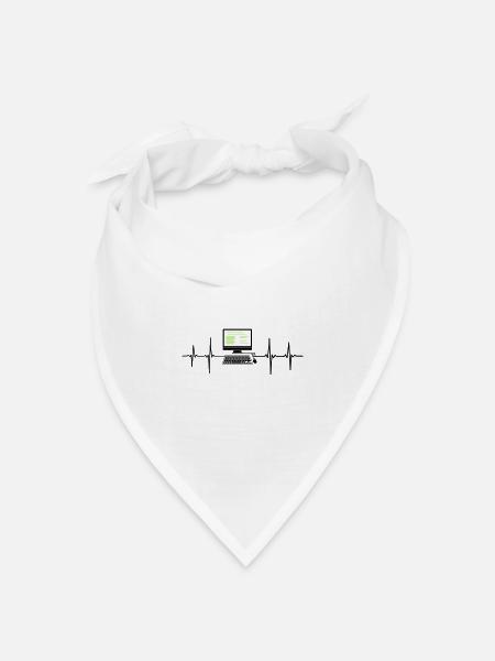 Computer EKG Herzschlag Programmierer PC Nerd - Bandana Dreieckstuch - Weiß