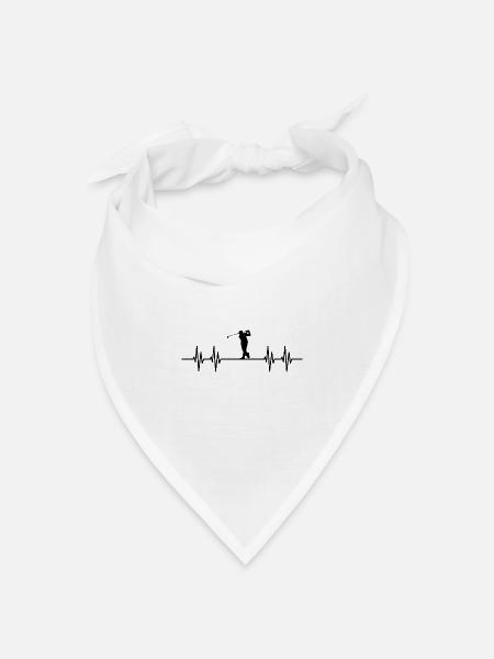 Golf Herzschlag Golfspieler Geschenk - Bandana Dreieckstuch - Weiß