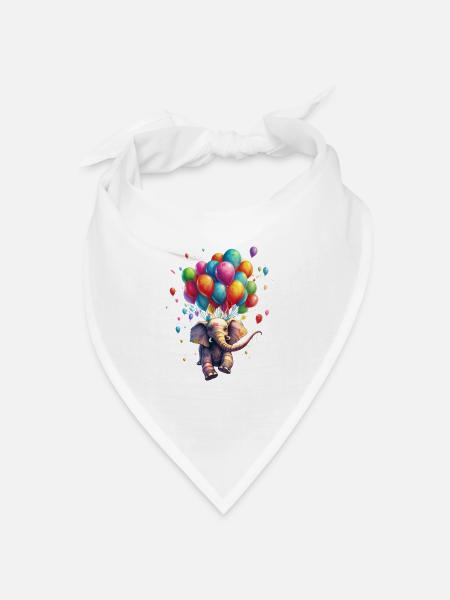 Fliegender Elefant mit Ballons - Bandana Dreieckstuch - Weiß