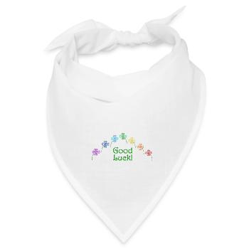 Good Luck; Rainbow; Glücksklee; Four Leaf Clover - Bandana Dreieckstuch - Weiß - Vorne