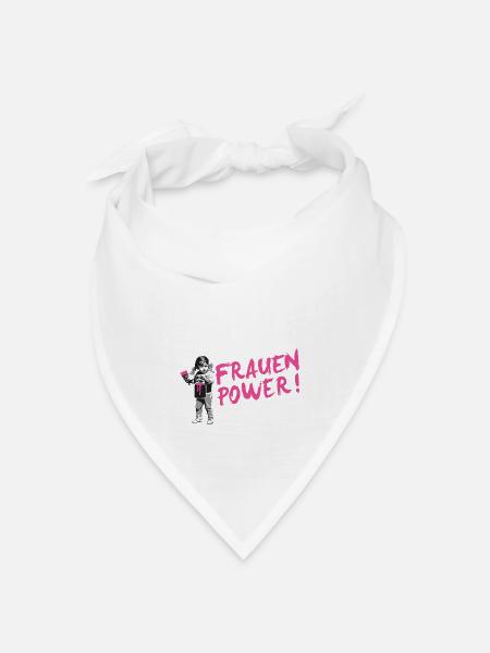 FRAUENPOWER Statement Shirt zum Weltfrauentag - Bandana Dreieckstuch - Weiß