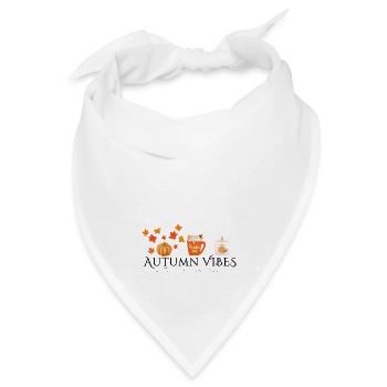 Autumn Vibes - Herbst Design - Kürbis - Blätter - Bandana Dreieckstuch - Weiß - Vorne