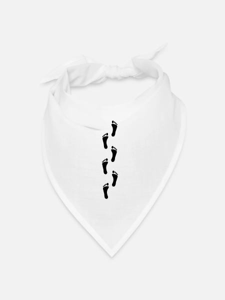 Fussabdrücke, Fussabdruck, Fußabdruck, Fußabdrücke - Bandana Dreieckstuch - Weiß
