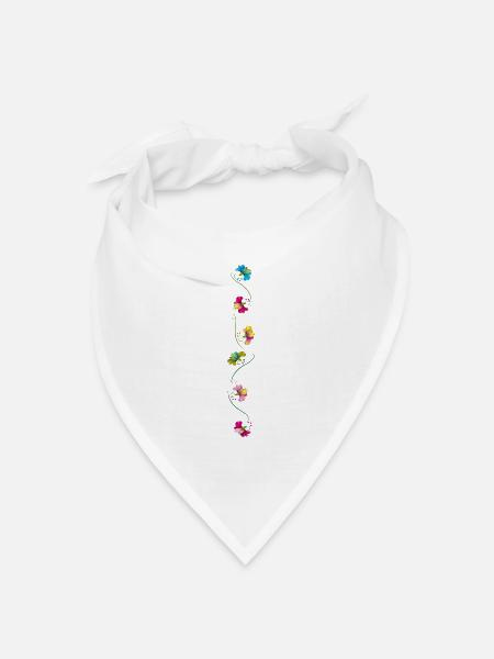 Blumenranke, Flowers - Bandana Dreieckstuch - Weiß