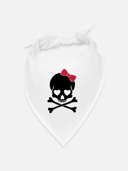 Totenkopf mit Schleife - Bandana Dreieckstuch - Weiß