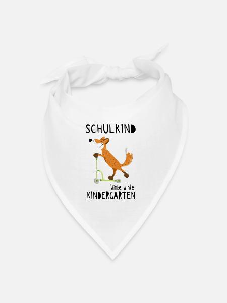 Schulkind und winke Kindergarten - Einschulung - Bandana Dreieckstuch - Weiß