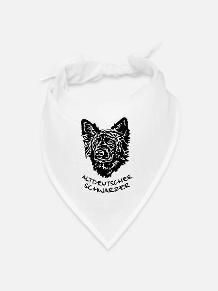 372 Altdeutscher Hütehund Schwarzer - Bandana Dreieckstuch - Weiß