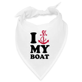 I love my boat - Bandana Dreieckstuch - Weiß - Vorne