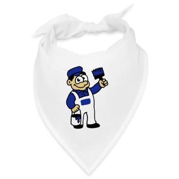 Maler mit Pinsel und Farbe - Bandana Dreieckstuch - Weiß - Vorne