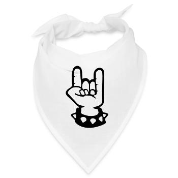 gehörnten Zeichen metal fork rock hand sign devil - Bandana Dreieckstuch - Weiß - Vorne