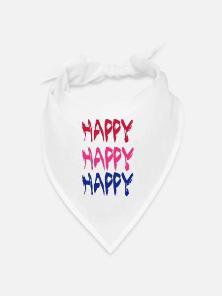 Happy - Bandana Dreieckstuch - Weiß