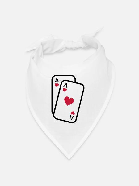 Karten Herz Ass Spielkarten Poker - Bandana Dreieckstuch - Weiß