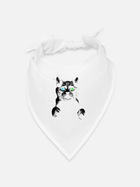 Katze - Bandana Dreieckstuch - Weiß