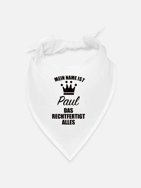 Paul Name Vorname Geschenk - Bandana Dreieckstuch - Weiß