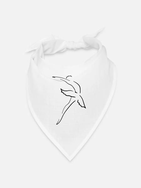 Ballerina Line Art - Minimalistisch - Bandana Dreieckstuch - Weiß