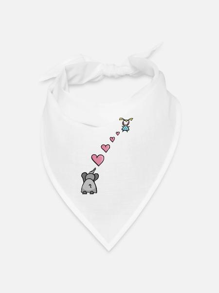 Elefant Kind mit Herz Symbol für Liebe - Bandana Dreieckstuch - Weiß