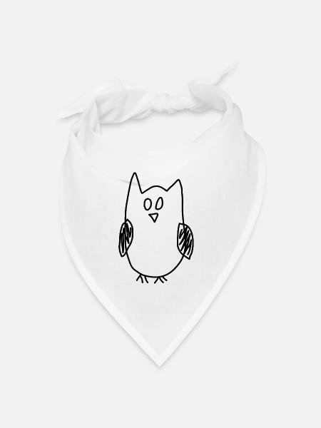 Eule - Bandana Dreieckstuch - Weiß
