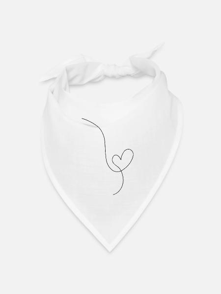 Heart One Line Art - Herz durchgehende Linie - Bandana Dreieckstuch - Weiß