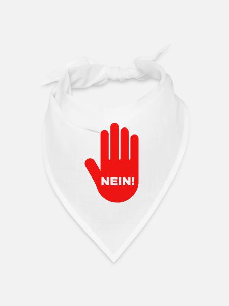 hand rot stop nein halt - Bandana Dreieckstuch - Weiß