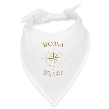 Kompass GPS Koordinaten Roma - Bandana Dreieckstuch - Weiß - Vorne
