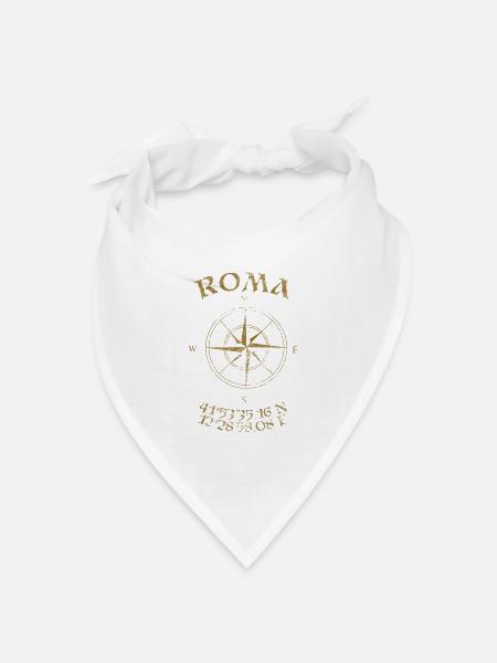 Kompass GPS Koordinaten Roma - Bandana Dreieckstuch - Weiß