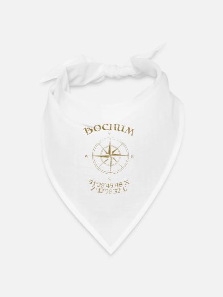 Kompass GPS Koordinaten Bochum - Bandana Dreieckstuch - Weiß