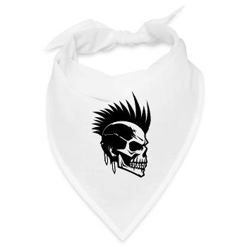 Skull Punk Kunst - Bandana Dreieckstuch - Weiß - Vorne