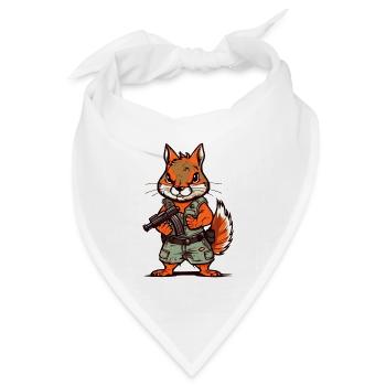 Eichhörnchen bis an die Zähne bewaffnet - Bandana Dreieckstuch - Weiß - Vorne