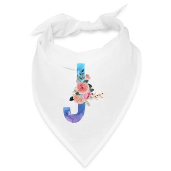 Buchstabe J Aquarell - Bandana Dreieckstuch - Weiß - Vorne