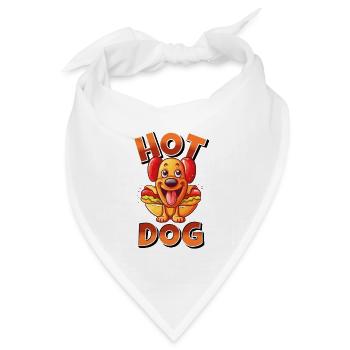 Hot Dog Hund Wurst Fast Food Wortwitz Lustig Humor - Bandana Dreieckstuch - Weiß - Vorne