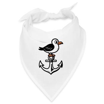 Möwe Anker Comic - Bandana Dreieckstuch - Weiß - Vorne