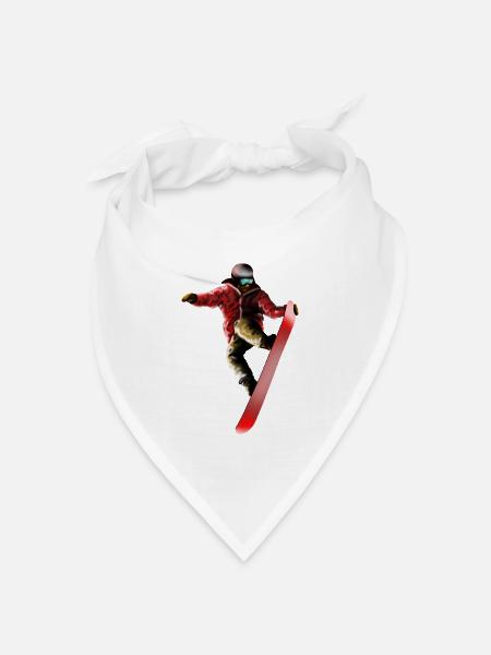 Roter Snowboarder Sprung - Bandana Dreieckstuch - Weiß