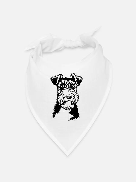 Foxterrier Kopf - Bandana Dreieckstuch - Weiß