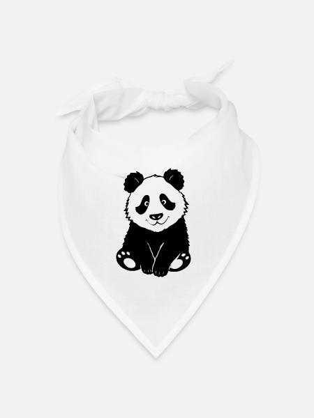 Pandabär Bär Bärchen T-shirt Geschenk Kinder - Bandana Dreieckstuch - Weiß