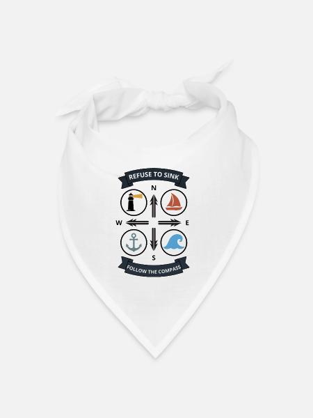 Refuse To Sink Vintage Nautical Compass Badge - Bandana Dreieckstuch - Weiß