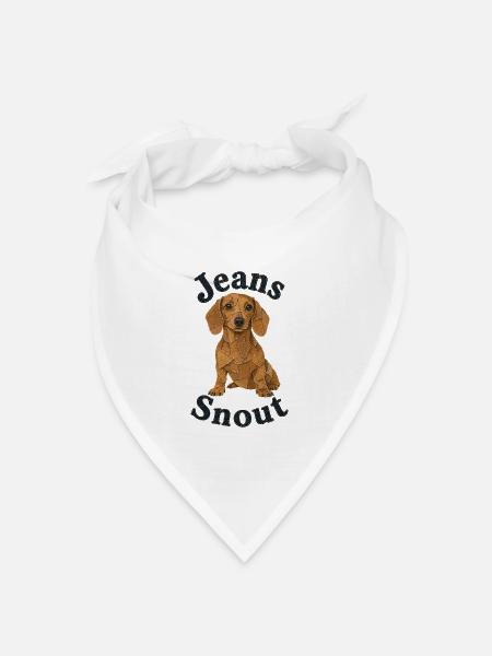 Hellbrauner Kurzhaardackel im Jeansflicken-Stil - Bandana Dreieckstuch - Weiß