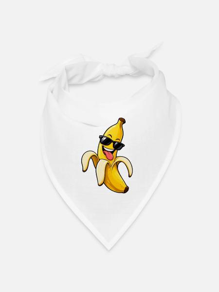 Schicke Bananen-Schwarzbrille - Bandana Dreieckstuch - Weiß