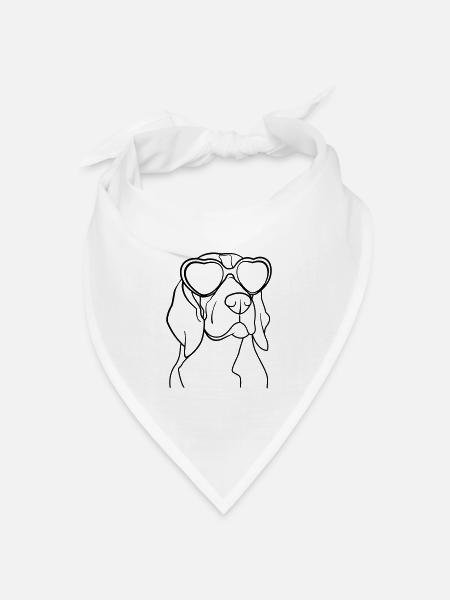 Beagle – Illustration: Hund mit Sonnenbrille - Bandana Dreieckstuch - Weiß